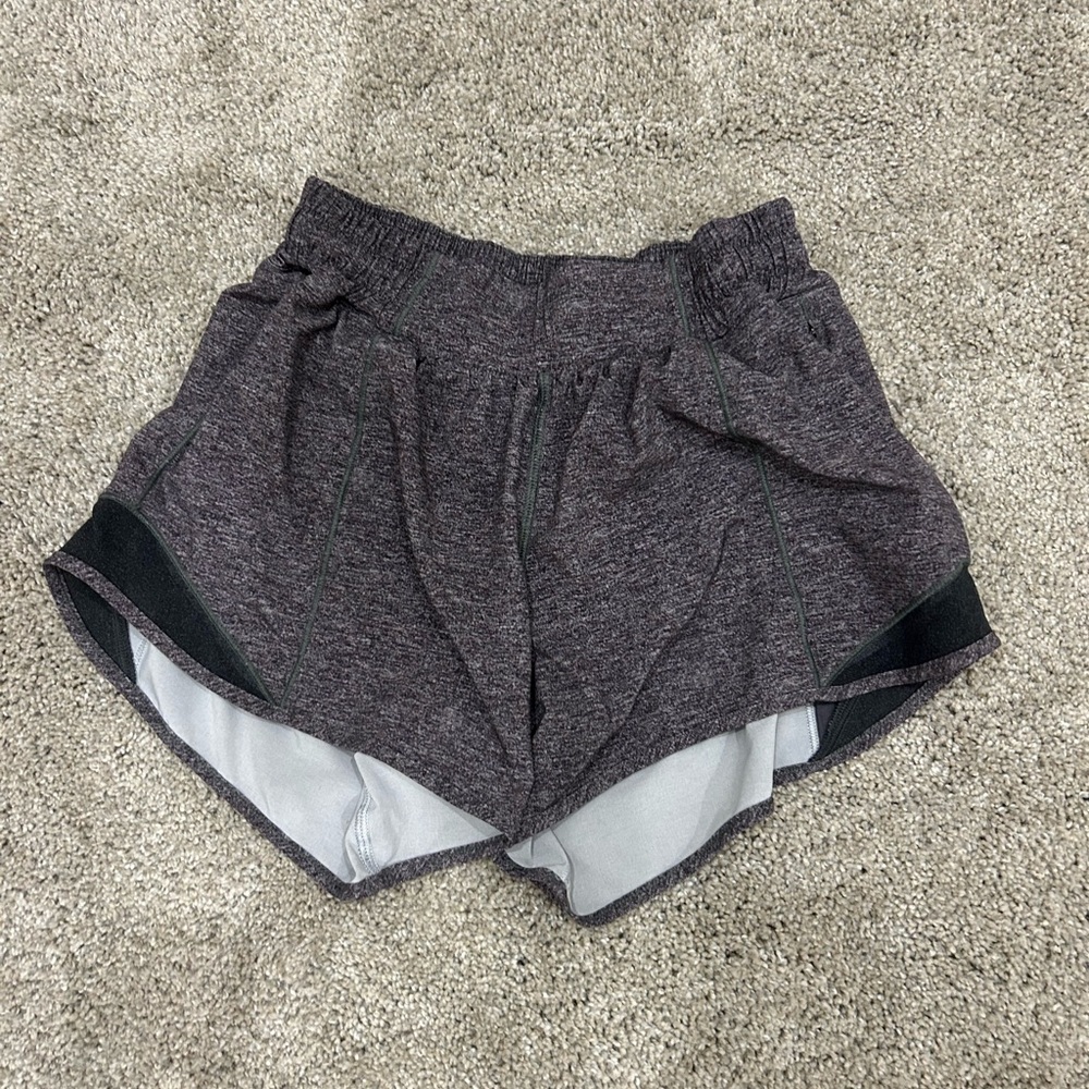 Grey 4 inch inseam lululemon hotty hot shorts